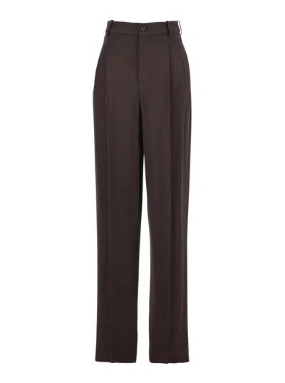 Elisabetta Franchi Brown Pants With Belt Loops In Viscose Stretch Woman