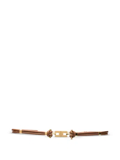 Elisabetta Franchi Brown Polyurethane Polyester Belt In Gold
