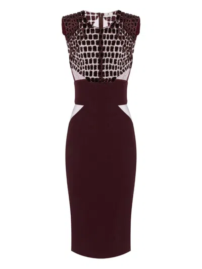ELISABETTA FRANCHI BROWN SEQUIN MIDI DRESS