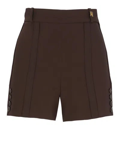 Elisabetta Franchi Brown Shorts With Logoed Shorts
