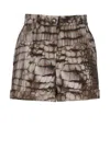 Elisabetta Franchi Brown Pants With Belt Loops And All-over Print In Viscose Stretch Woman In Brown