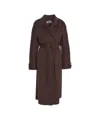 Elisabetta Franchi Brown Wool Long Coat With Classic Lapel In Brown