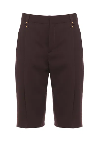 Elisabetta Franchi Brown Wool-blend Drawstring Bermuda Shorts