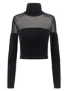 Elisabetta Franchi Brushed Insert Turtleneck Sweater Sweaters And Cardigans Black In Black