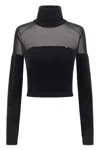Elisabetta Franchi Brushed Insert Turtleneck Sweater Sweaters And Cardigans Black In Black