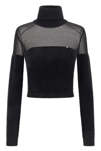 ELISABETTA FRANCHI BRUSHED INSERT TURTLENECK SWEATER