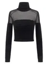 Elisabetta Franchi Brushed Insert Turtleneck Sweater Sweaters And Cardigans Black In Black