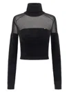 Elisabetta Franchi Brushed Insert Turtleneck Sweater Sweaters And Cardigans Black In Black