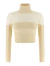 Elisabetta Franchi Brushed Insert Turtleneck Sweater Sweaters And Cardigans White In White