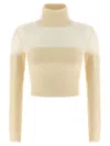 Elisabetta Franchi Brushed Insert Turtleneck Sweater Sweaters And Cardigans White In White