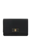 Elisabetta Franchi Pochette Con Tracolla In Metallo Dorato Nera In Black