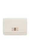 Elisabetta Franchi Cream-colored Bag With A Gold Chain Shoulder Strap In White