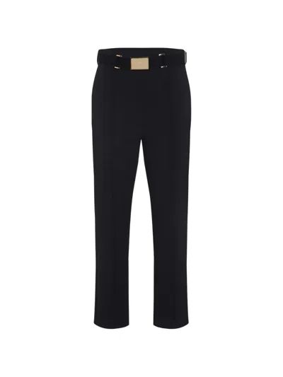 Elisabetta Franchi Vela Trousers Front Crease Belted Waist In Black
