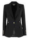 Elisabetta Franchi Single-breasted Tailored Blazer With Gold-tone Accents In Black