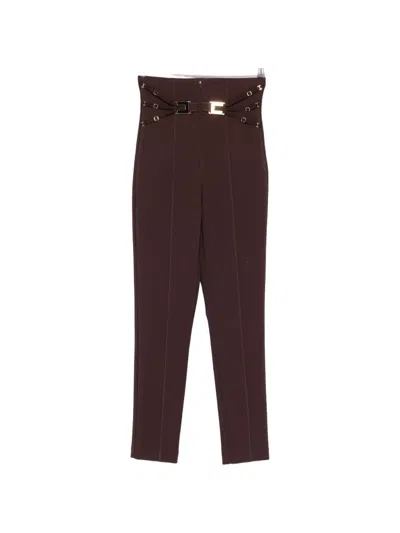 Elisabetta Franchi Buckle-detail Trousers In Brown