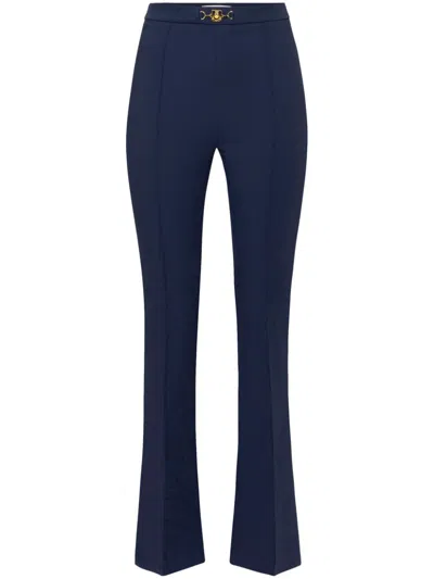 Elisabetta Franchi Horsebit-detail Flared Trousers In Navy