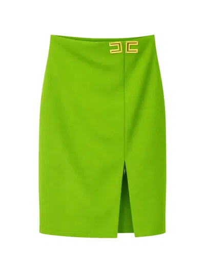 Elisabetta Franchi Buckle Slit Midi Skirt In Multi