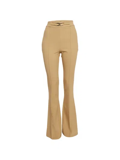 Pre-owned Elisabetta Franchi Buckled Wide-leg Trousers In Neutral