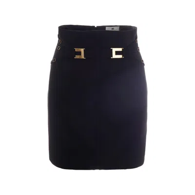Elisabetta Franchi High Waisted Skirt Gold Tone Detail In Black