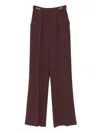 Elisabetta Franchi Burgundy Casual Trousers With Gold Buttons  In Brown