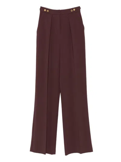 Elisabetta Franchi Burgundy Casual Trousers With Gold Buttons