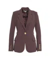 Elisabetta Franchi Burgundy Tailored Blazer With Gold Buttons And Peak Lapels In Purple