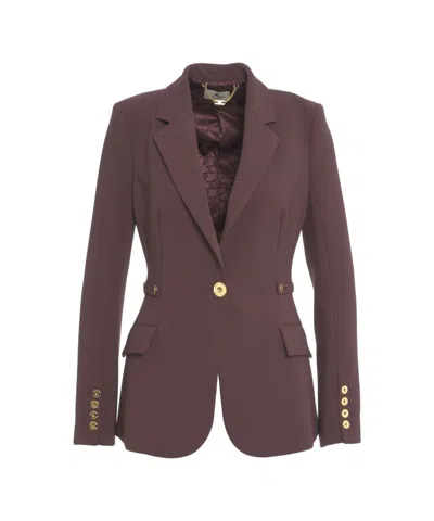 ELISABETTA FRANCHI BURGUNDY CRÊPE BLAZER WITH MIRRORED LAPELS
