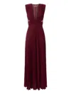 Elisabetta Franchi Burgundy Evening Dress With Deep V-neckbodice In Burgundy