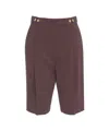 Elisabetta Franchi Burgundy Tailored Bermuda Shorts In Brown