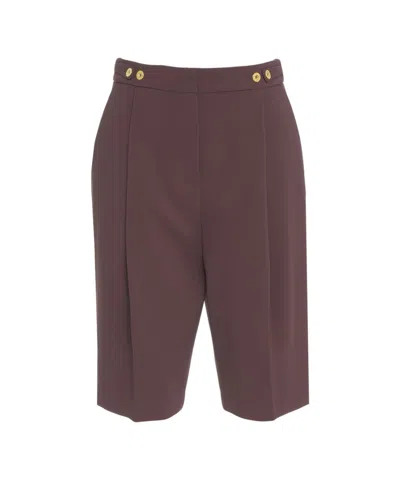 Elisabetta Franchi Burgundy Tailored Bermuda Shorts In Brown