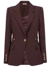 Elisabetta Franchi Burgundy Tailored Blazer With Gold Buttons And Peak Lapels In Burgundy