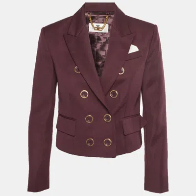 Pre-owned Elisabetta Franchi Burgundy Wool Blend Double-breasted Blazer S