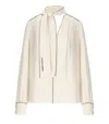 Elisabetta Franchi Georgette Blouse With Contrast Piping And Neck Tie In Black