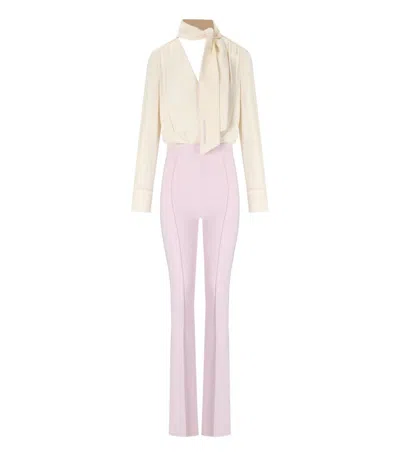 Elisabetta Franchi Burro Quarzo Georgette Jumpsuit In Pink