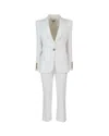 Elisabetta Franchi Cropped White Suit With Classic Blazer And Jewel Button In White