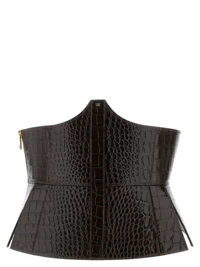 Elisabetta Franchi Bustier Belt Belts Brown In Black