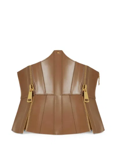 Elisabetta Franchi Bustier Belt With Zip In 브라운