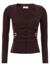 Elisabetta Franchi Bielastic Blazer With Sweetheart Neckline In Brown
