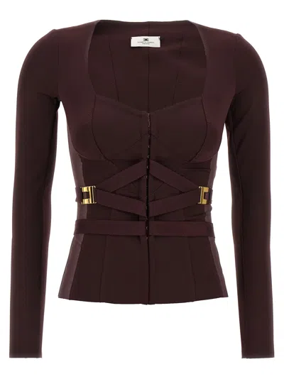 ELISABETTA FRANCHI BUSTIER BLAZER BLAZERS BORDEAUX