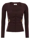 Elisabetta Franchi Bielastic Blazer With Sweetheart Neckline In Burgundy