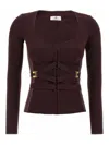 Elisabetta Franchi Bielastic Blazer With Sweetheart Neckline In Burgundy