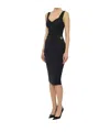 Elisabetta Franchi Sleeveless Round Neck Mini Fitted Chain Dress In Black