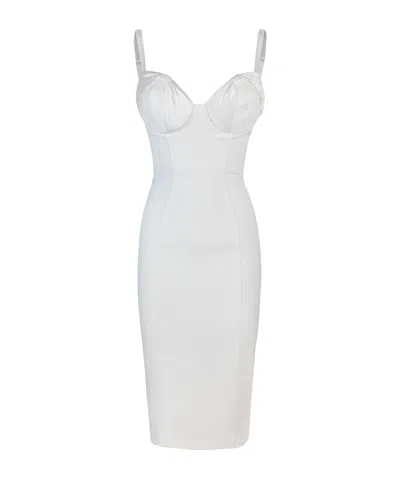 Elisabetta Franchi Bustier Midi Dress In White