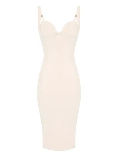 ELISABETTA FRANCHI BUSTIER-NECK MIDI DRESS