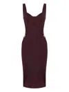 Elisabetta Franchi Structured Bodice Evening Dress In Burgundy