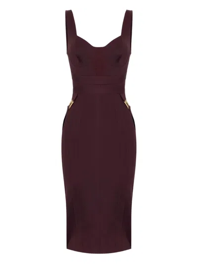Elisabetta Franchi Bustier Panelled Midi Dress In Brown