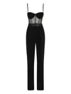 Elisabetta Franchi Lettering Jacquard Crepe Jumpsuit In Black
