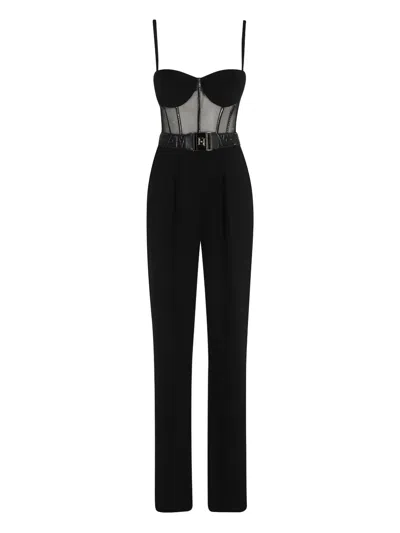 ELISABETTA FRANCHI BUSTIER-TOP BELTED JUMPSUIT