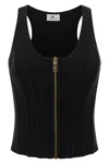 Elisabetta Franchi Structured Wool Blend Bustier Top In Black