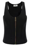 Elisabetta Franchi Structured Wool Blend Bustier Top In Black